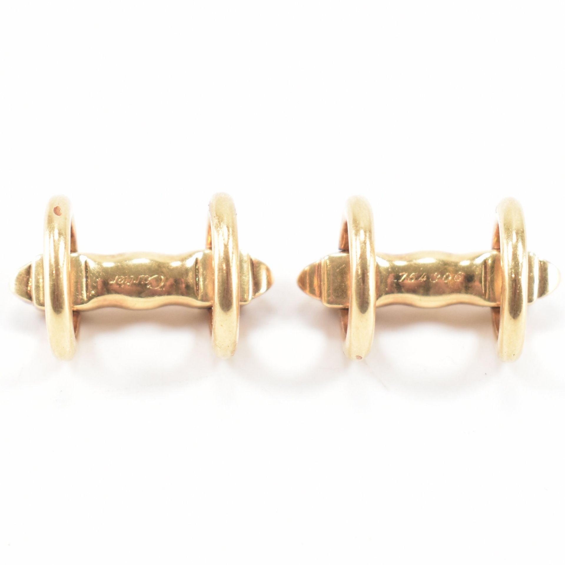 PAIR OF CARTIER 18CT GOLD STIRRUP CUFFLINKS - Image 4 of 5