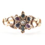 VICTORIAN GOLD STONE SET REGARD CLUSTER RING