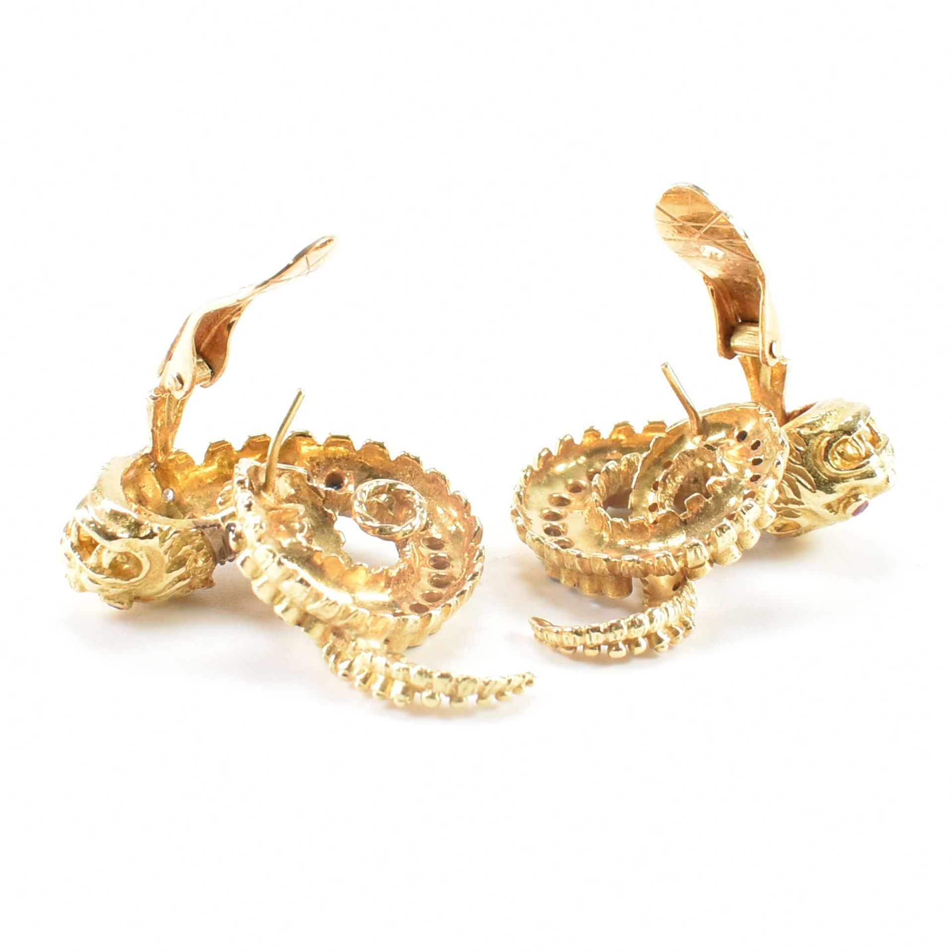 PAIR OF LALAOUNIS 18CT GOLD STONE SET CHIMERA EARRINGS - Image 8 of 13