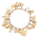 HALLMARKED 9CT GOLD HEART PADLOCK CHARM BRACELET