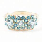 HALLMARKED 9CT GOLD & BLUE STONE FLOWER RING