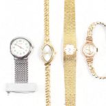 9CT GOLD ROTARY DRESS WATCH TOGETHER WITH THREE WATCHES