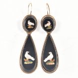 PAIR OF ANTIQUE VICTORIAN MICRO MOSAIC DROP EARRINGS