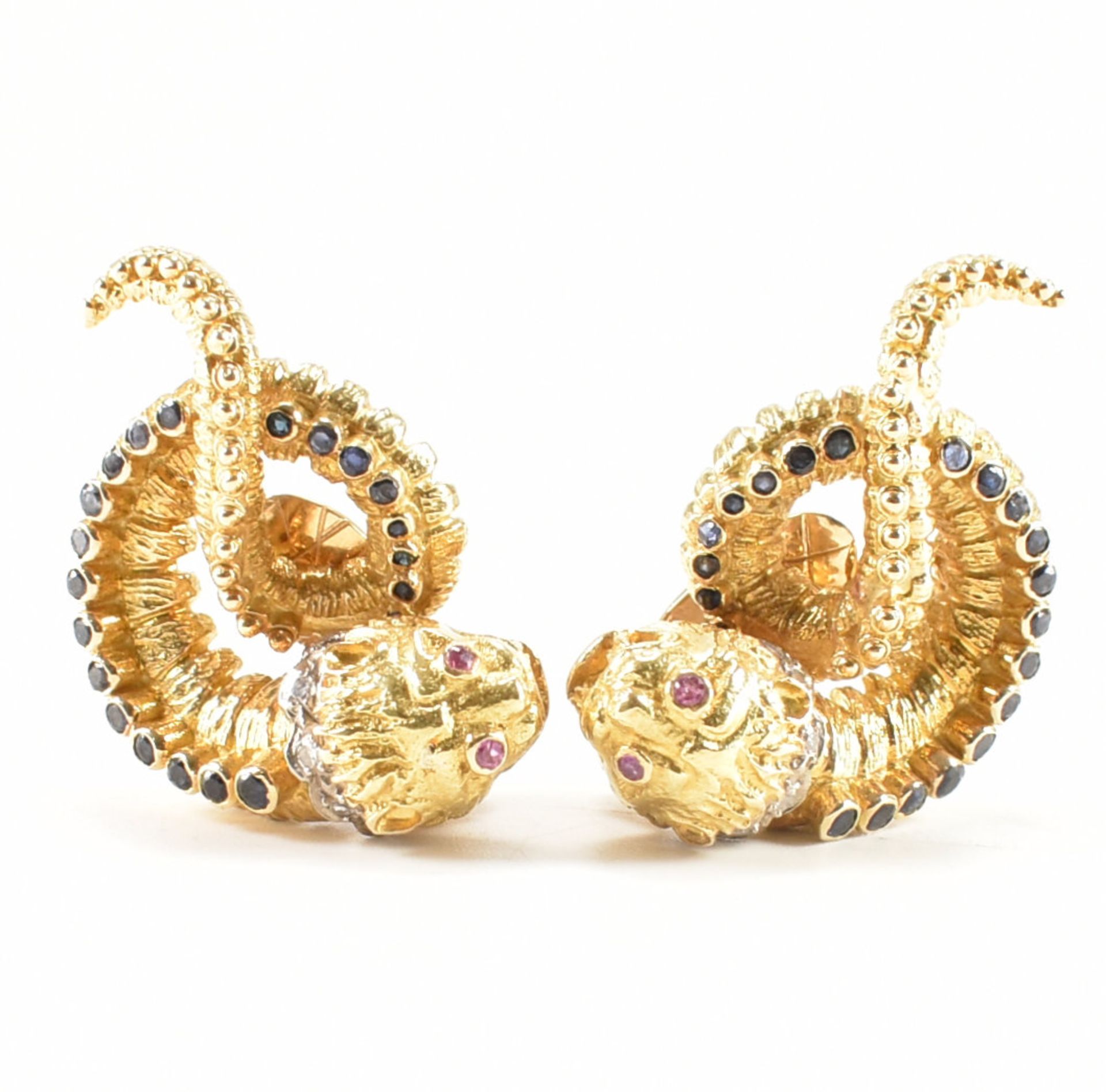 PAIR OF LALAOUNIS 18CT GOLD STONE SET CHIMERA EARRINGS - Image 11 of 13