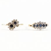 TWO HALLMARKED 9CT GOLD & SAPPHIRE RINGS