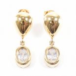 25+ PAIRS OF GOLD PLATED WHITE STONE SET STUD DROP EARRINGS