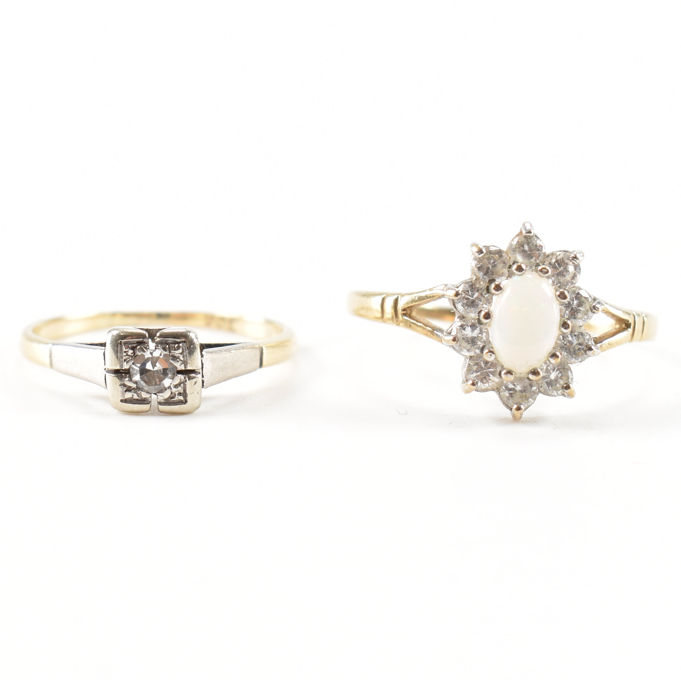 TWO 9CT GOLD & STONE SET RINGS