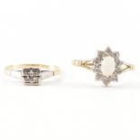 TWO 9CT GOLD & STONE SET RINGS