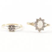 TWO 9CT GOLD & STONE SET RINGS