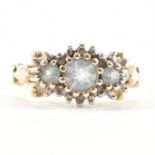 HALLMARKED 9CT GOLD DIAMOND & AQUAMARINE CLUSTER RING