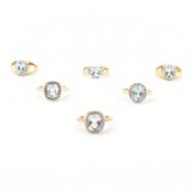 COLLECTION OF ASSORTED GOLD ON 925 SILVER & TOPAZ RINGS