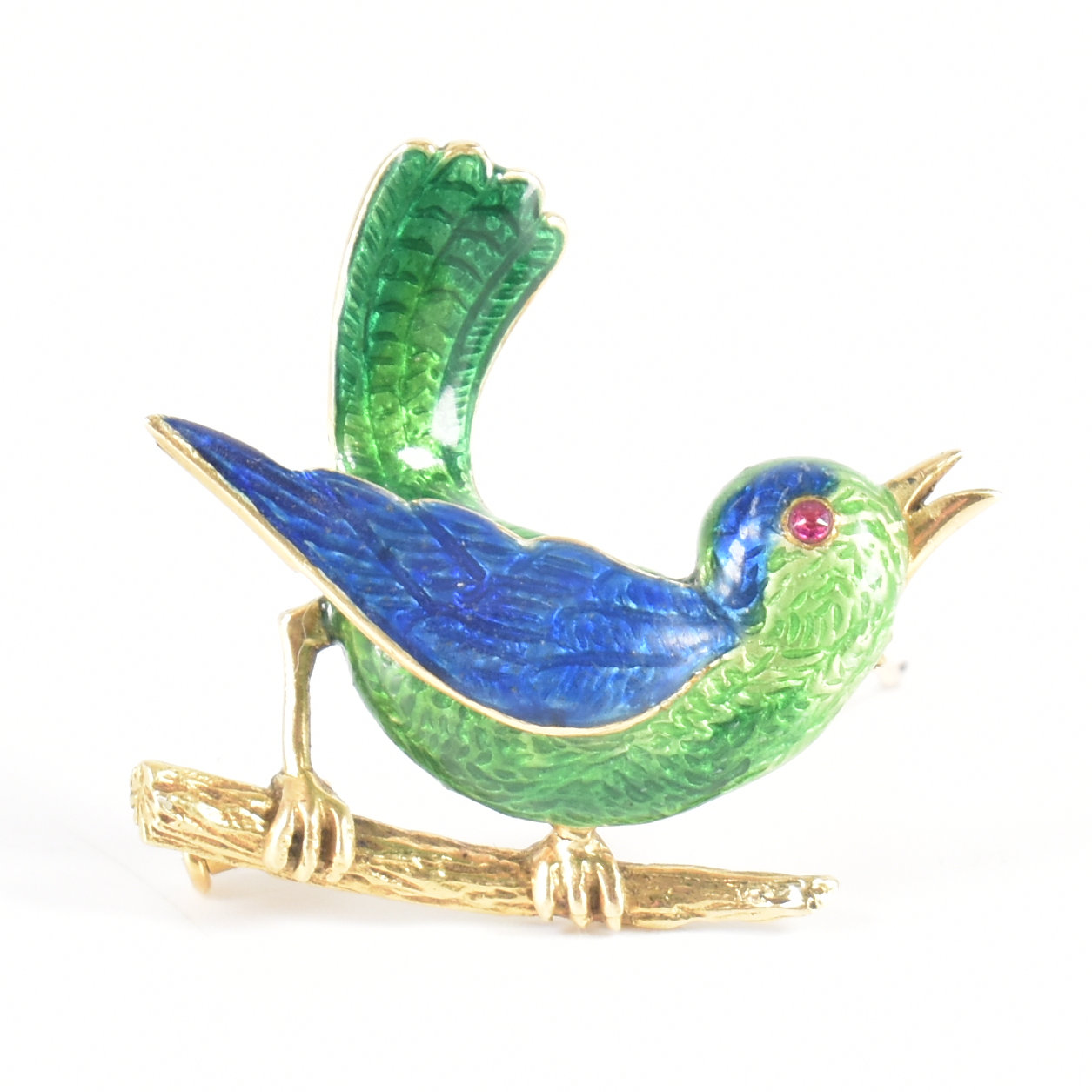 VINTAGE BOUCHERON PARIS GOLD & ENAMEL BIRD BROOCH