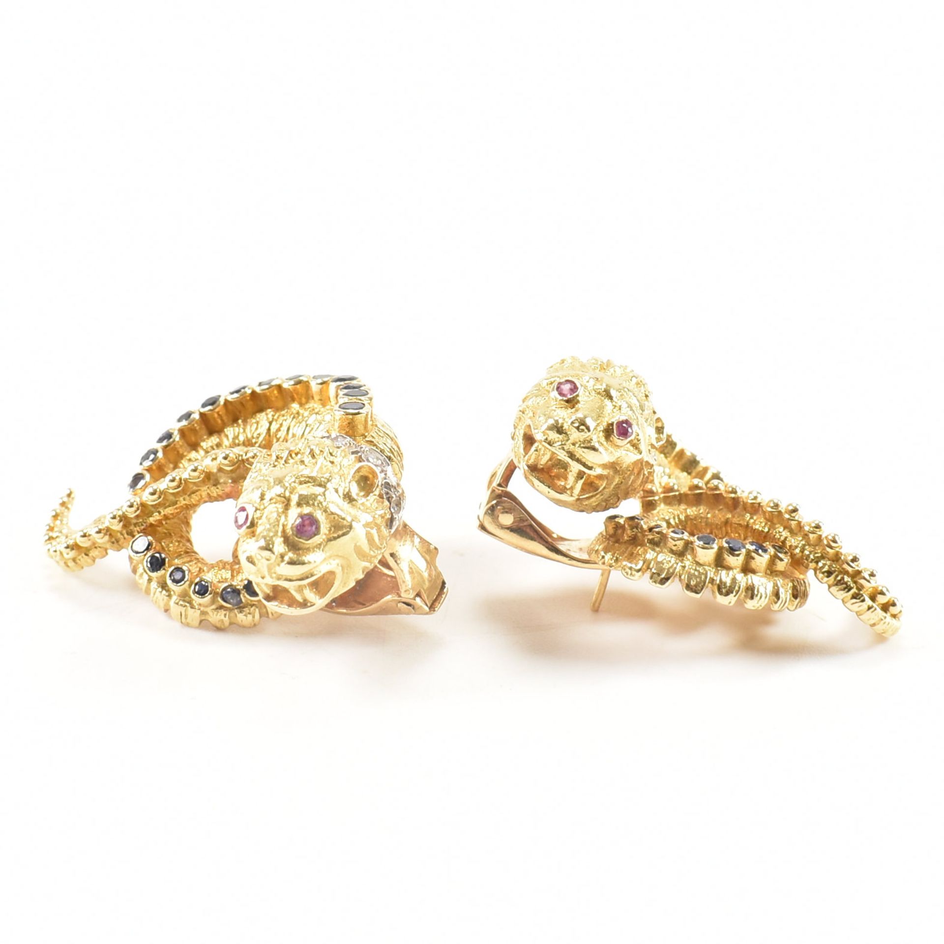 PAIR OF LALAOUNIS 18CT GOLD STONE SET CHIMERA EARRINGS - Image 4 of 13