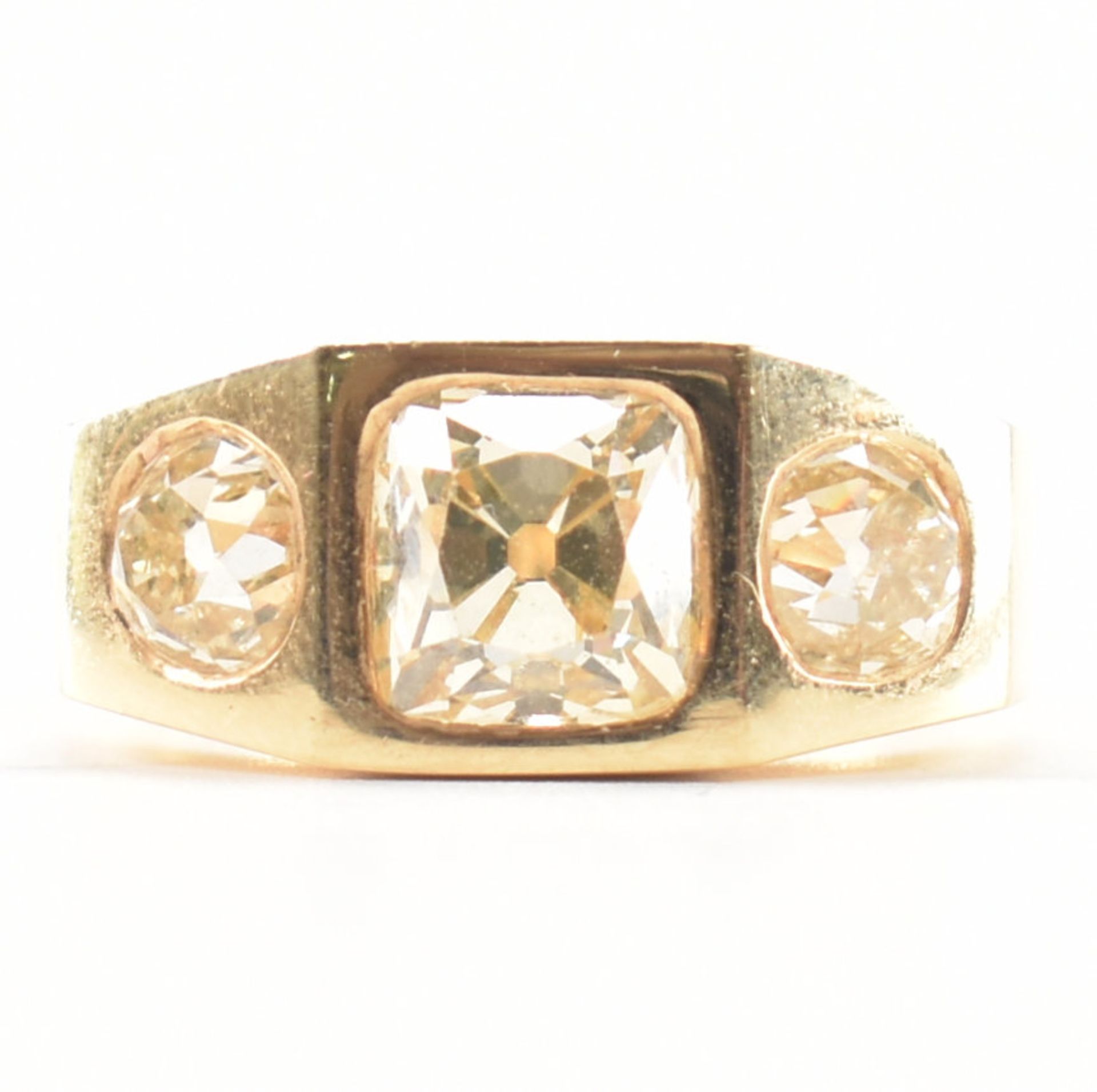 RETRO 18CT GOLD & FANCY LIGHT YELLOW DIAMOND THREE STONE RING - Bild 10 aus 11