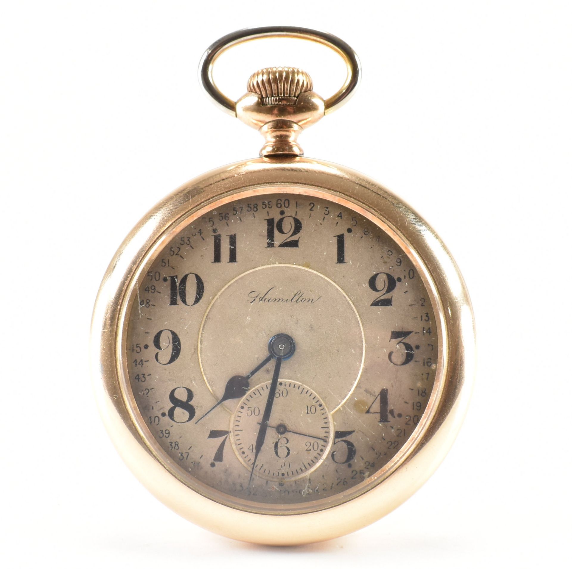 ANTIQUE HAMILTON WATCH COMPANY GOLD PLATED POCKET WATCH