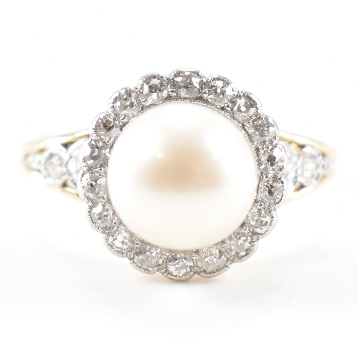 GOLD PEARL & DIAMOND HALO DRESS RING