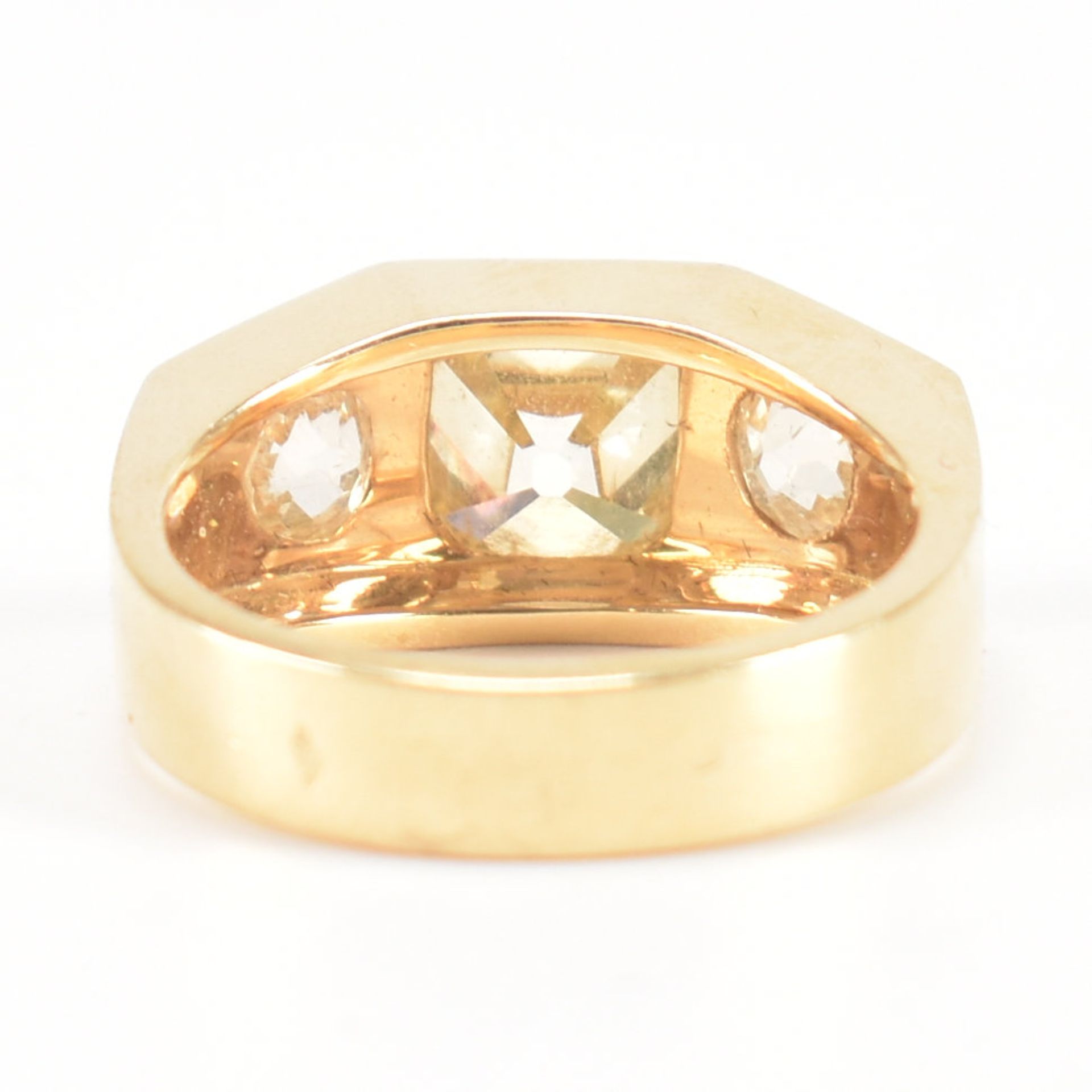 RETRO 18CT GOLD & FANCY LIGHT YELLOW DIAMOND THREE STONE RING - Bild 3 aus 11