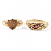 TWO HALLMARKED 18CT GOLD RINGS