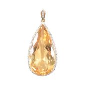 GOLD CITRINE & DIAMOND PENDANT