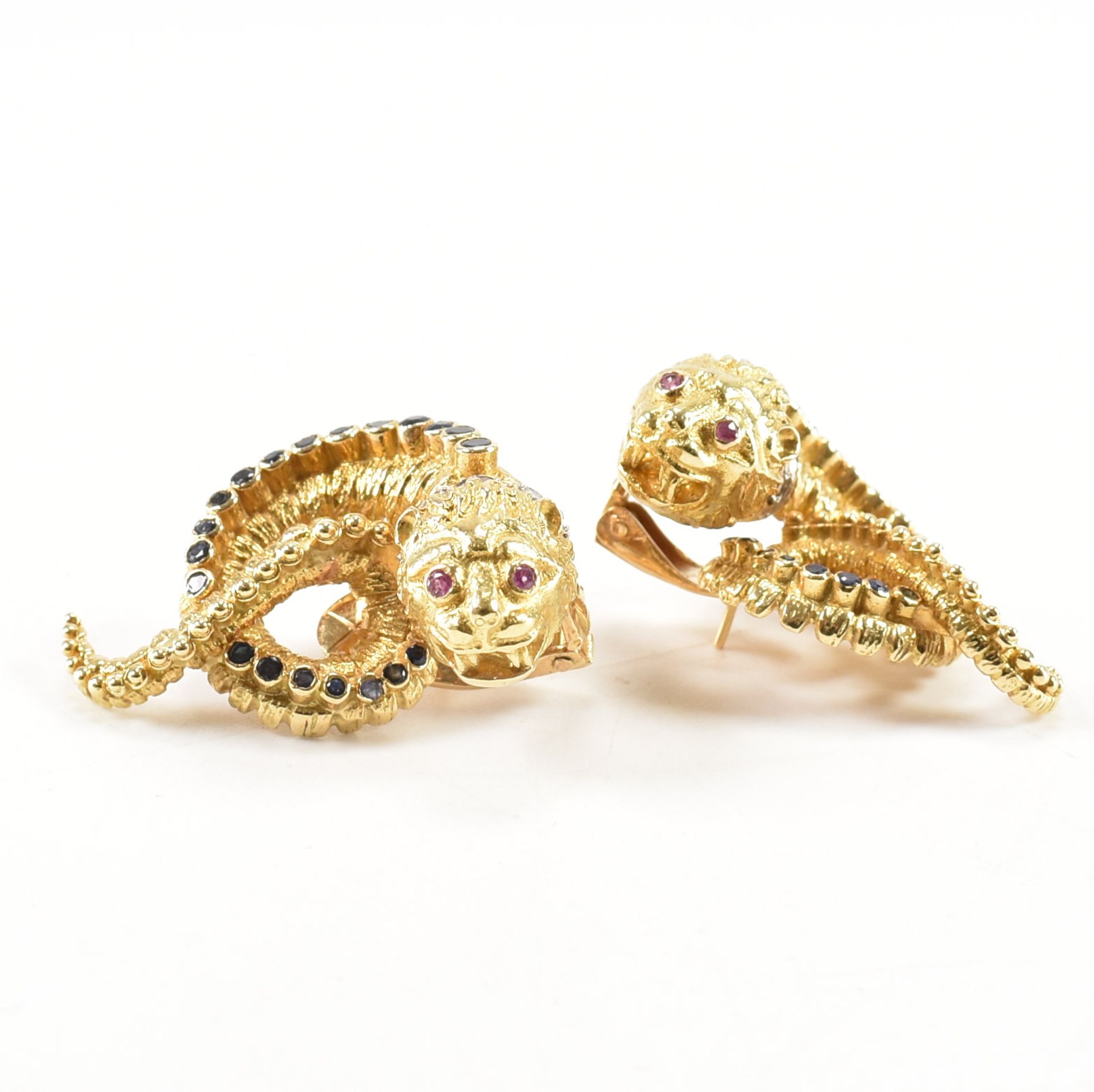 PAIR OF LALAOUNIS 18CT GOLD STONE SET CHIMERA EARRINGS - Image 10 of 13