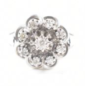 VINTAGE FRENCH 18CT WHITE GOLD & DIAMOND CLUSTER RING