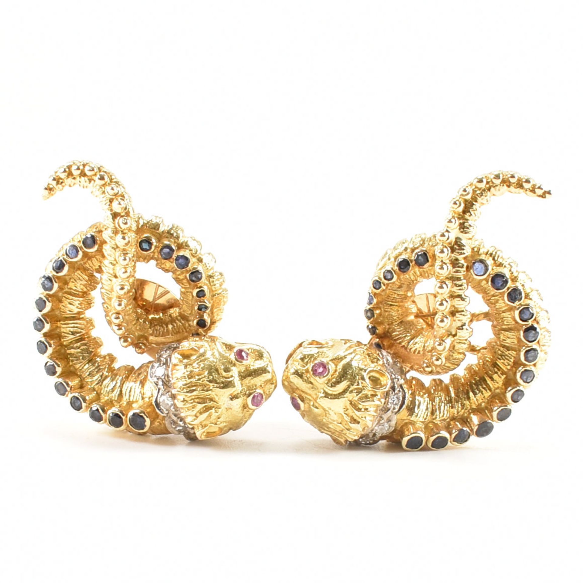 PAIR OF LALAOUNIS 18CT GOLD STONE SET CHIMERA EARRINGS - Image 3 of 13