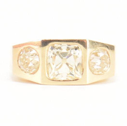 RETRO 18CT GOLD & FANCY LIGHT YELLOW DIAMOND THREE STONE RING