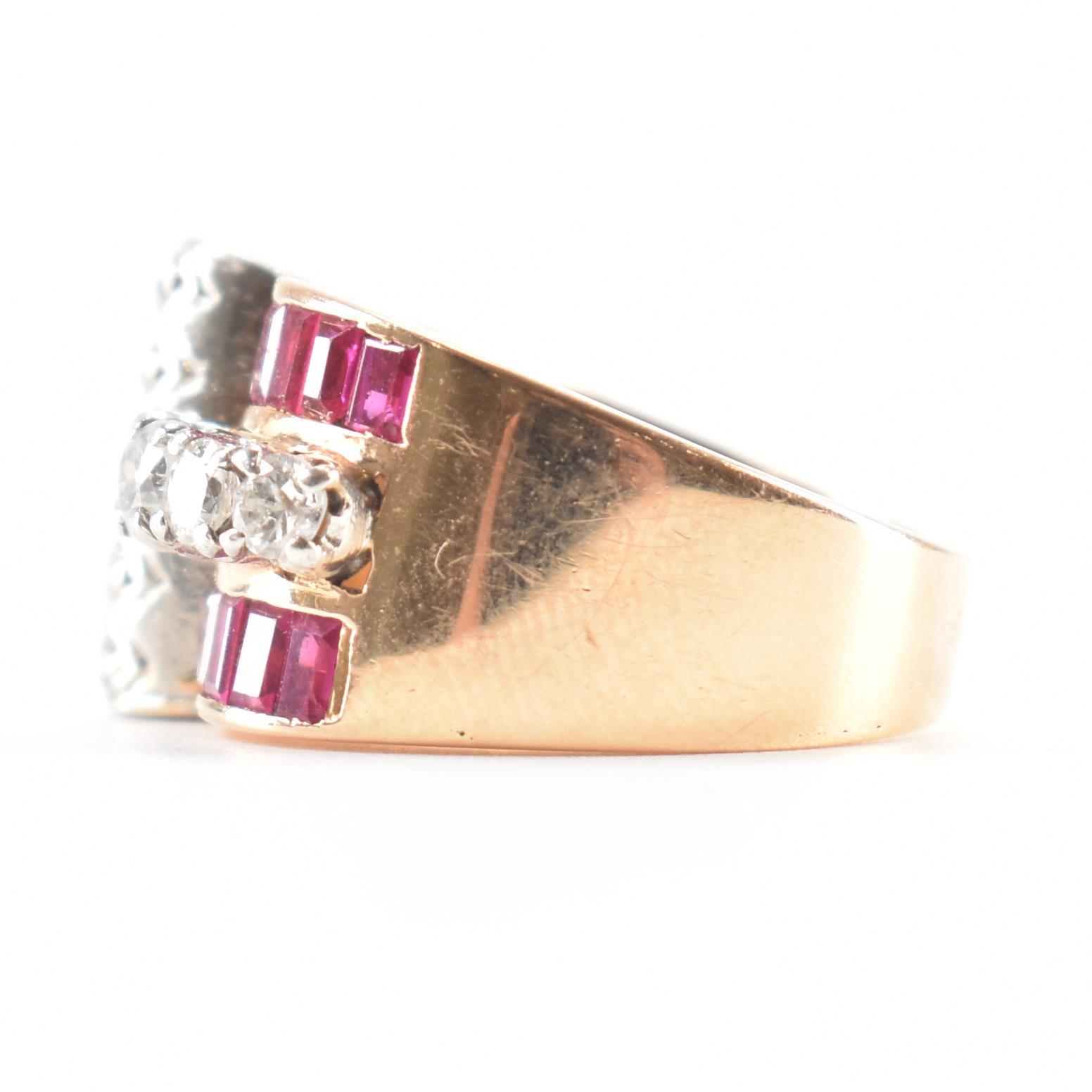 VINTAGE RETRO RUBY & DIAMOND TANK RING - Image 2 of 8