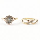 TWO HALLMARKED 9CT GOLD & STONE SET RINGS