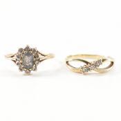 TWO HALLMARKED 9CT GOLD & STONE SET RINGS