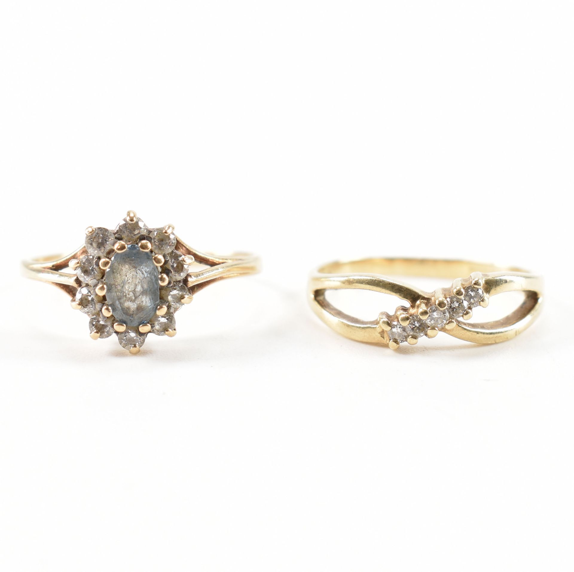 TWO HALLMARKED 9CT GOLD & STONE SET RINGS