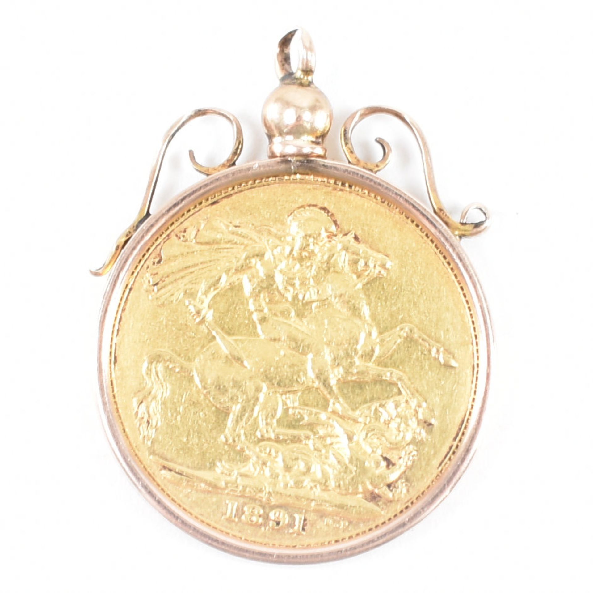 9CT GOLD & VICTORIAN 1891 SOVEREIGN PENDANT