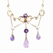 EDWARDIAN GOLD AMETHYST & PEARL NECKLACE