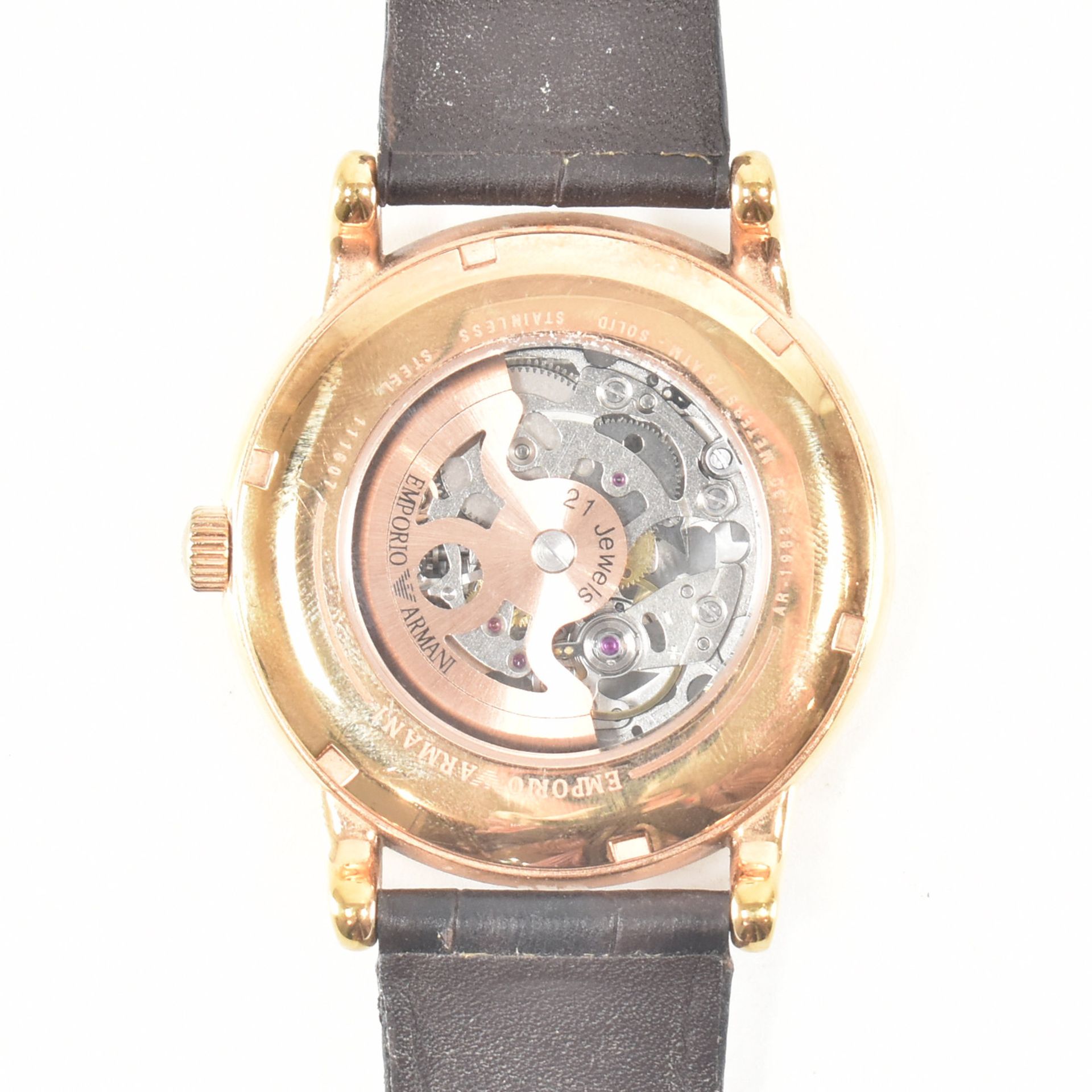 EMPORIO ARMANI MECCANICO EXPOSED MOVEMENT WRIST WATCH - Image 4 of 6