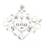 COLLECTION OF ASSORTED ABALONE & SHELL SET COSTUME JEWELLERY