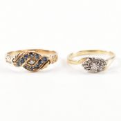 TWO HALLMARKED 9CT GOLD CLUSTER RINGS