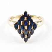 HALLMARKED 9CT GOLD & SAPPHIRE CLUSTER RING