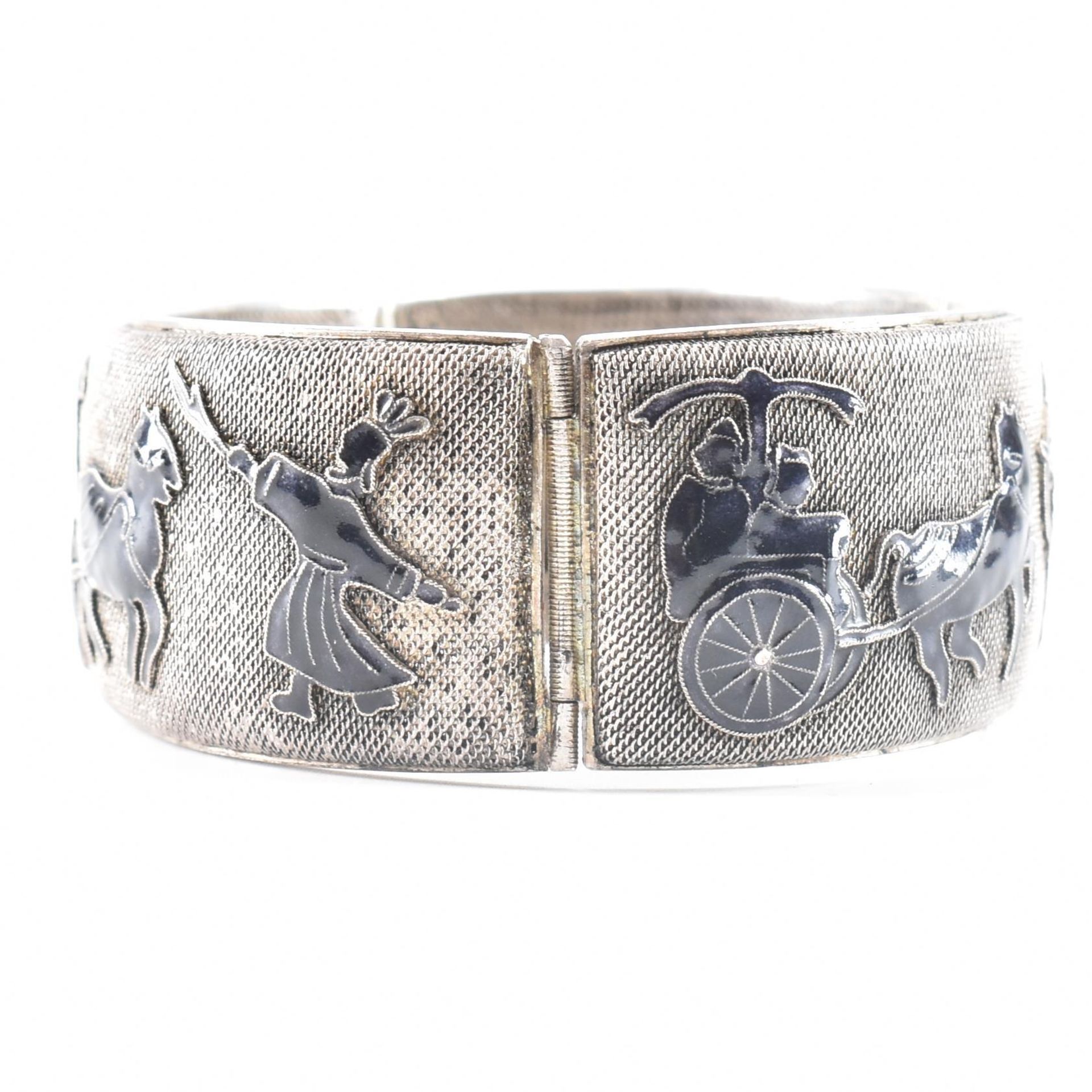 VINTAGE SILVER FILIGREE & ENAMEL BANGLE BRACELET - Image 2 of 7