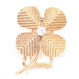 VINTAGE STERLE PARIS 18CT GOLD & DIAMOND FLOWER PIN