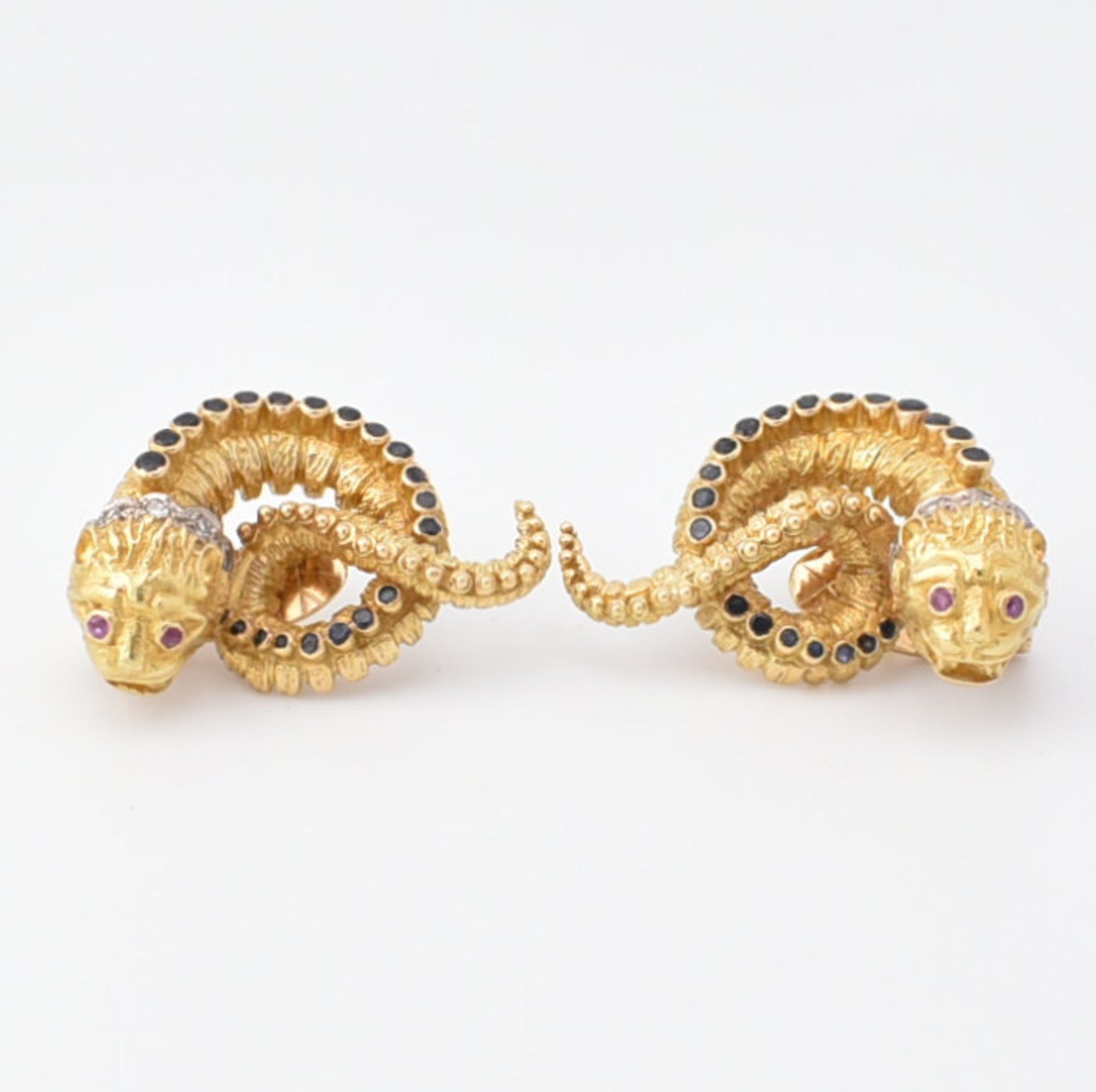 PAIR OF LALAOUNIS 18CT GOLD STONE SET CHIMERA EARRINGS