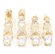 100+ GOLD PLATED WHITE STONE DROP EARRINGS