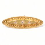 VICTORIAN 15CT GOLD & DIAMOND NAVETTE BROOCH