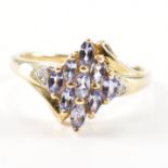 HALLMARKED 9CT GOLD & AMETHYST CLUSTER RING