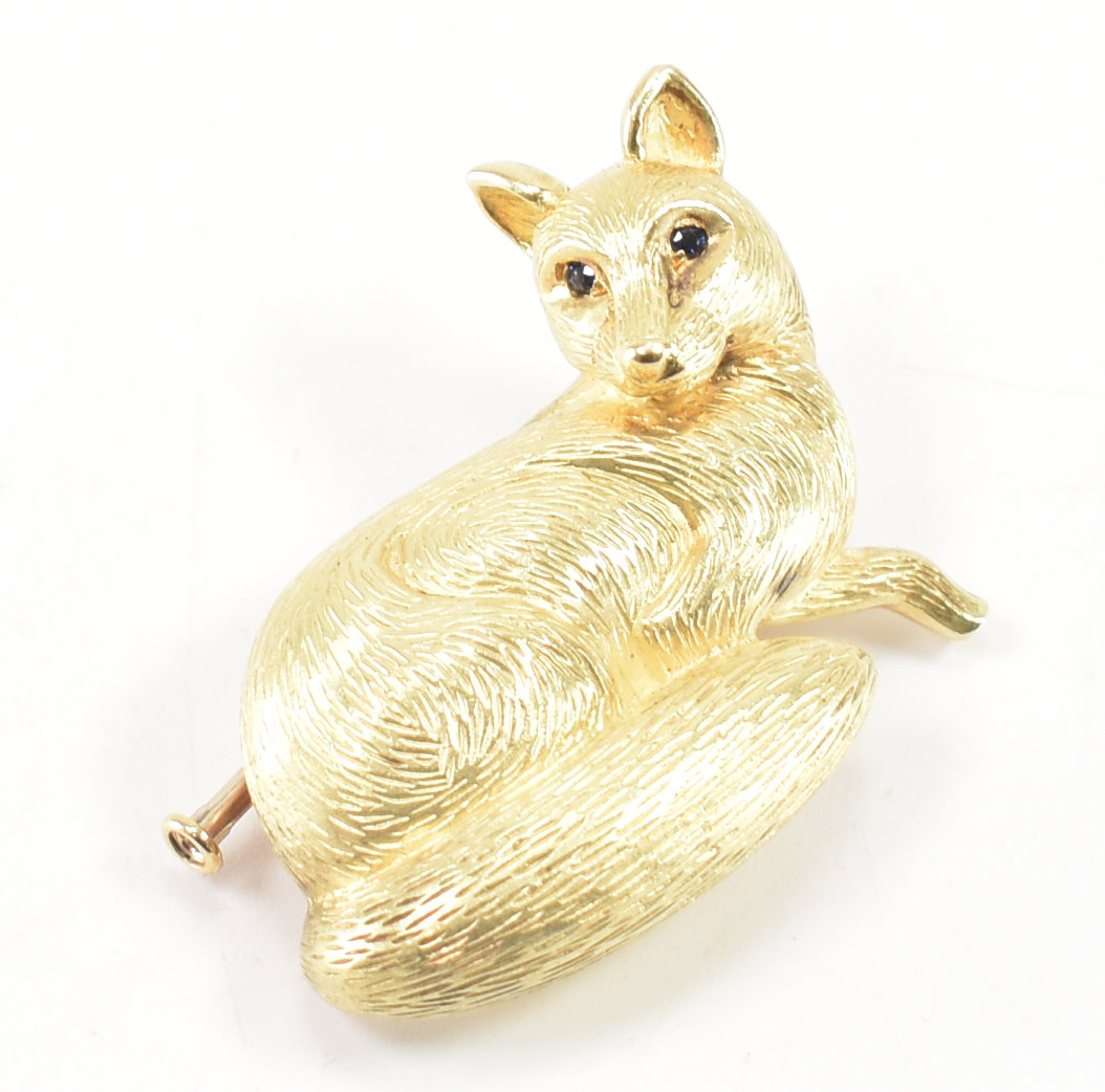 VINTAGE HERMES 18CT GOLD & SAPPHIRE FOX BROOCH - Image 3 of 13