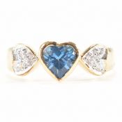 8 SILVER & GOLD PLATED BLUE STONE RINGS