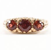 HALLMARKED 9CT GOLD RED STONE RING