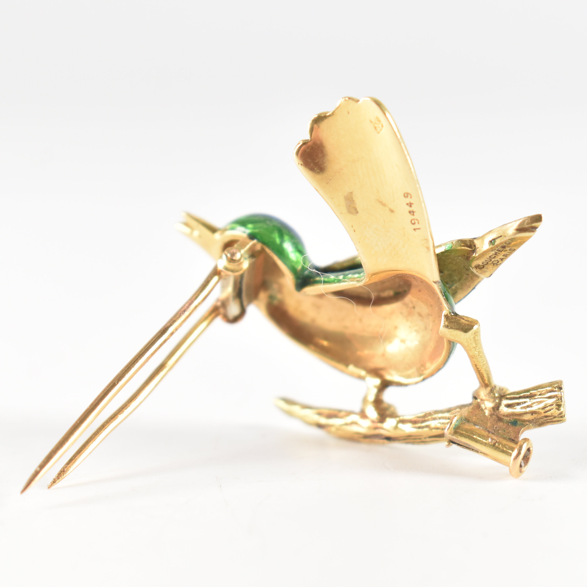 VINTAGE BOUCHERON PARIS GOLD & ENAMEL BIRD BROOCH - Image 6 of 10