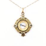 9CT GOLD FLAT LINK NECKLACE & COMPASS PENDANT