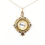9CT GOLD FLAT LINK NECKLACE & COMPASS PENDANT