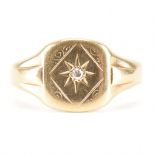 HALLMARKED 9CT GOLD & DIAMOND SIGNET RING